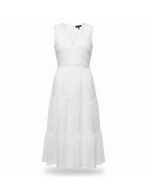 Zesica Women’s White Eyelet Sleeveless Maxi Dress Size XL